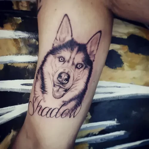 dog portret husky tattoo