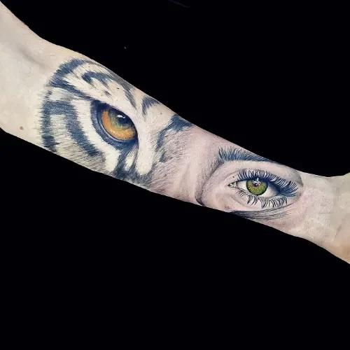 tiger human eye realism tattoo